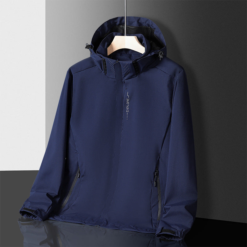 Herren leichter wasserdichter Softshell‑Hoodie mit Kapuze und Tarn‑Hex‑Alloverprint Nord Taschen