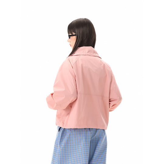 Damen Leichte Cropped Übergangsjacke mit hohem Stehkragen und Reißverschlusstaschen Nord Taschen