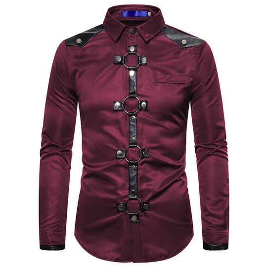 Herren Designerhemd mit eleganter Kunststoffgarnitur und kontrastierenden Belegen