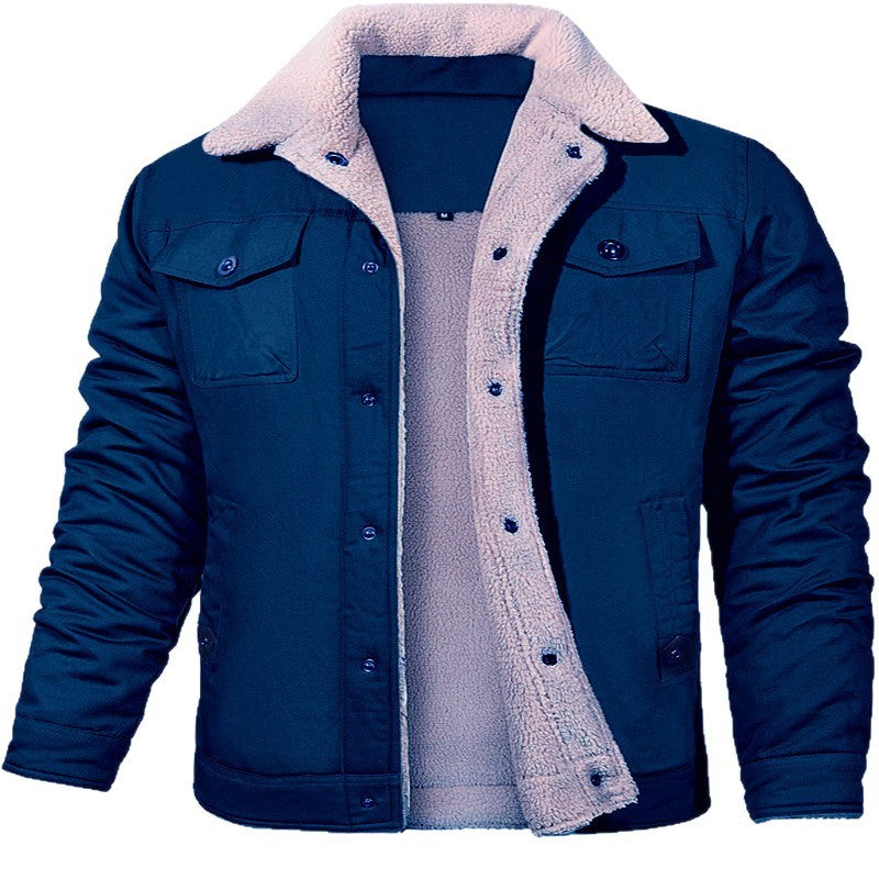 Herren Utility-Arbeitsjacke aus Canvas mit Kunstfellkragen und gesteppter Innenfütterung Nord Taschen