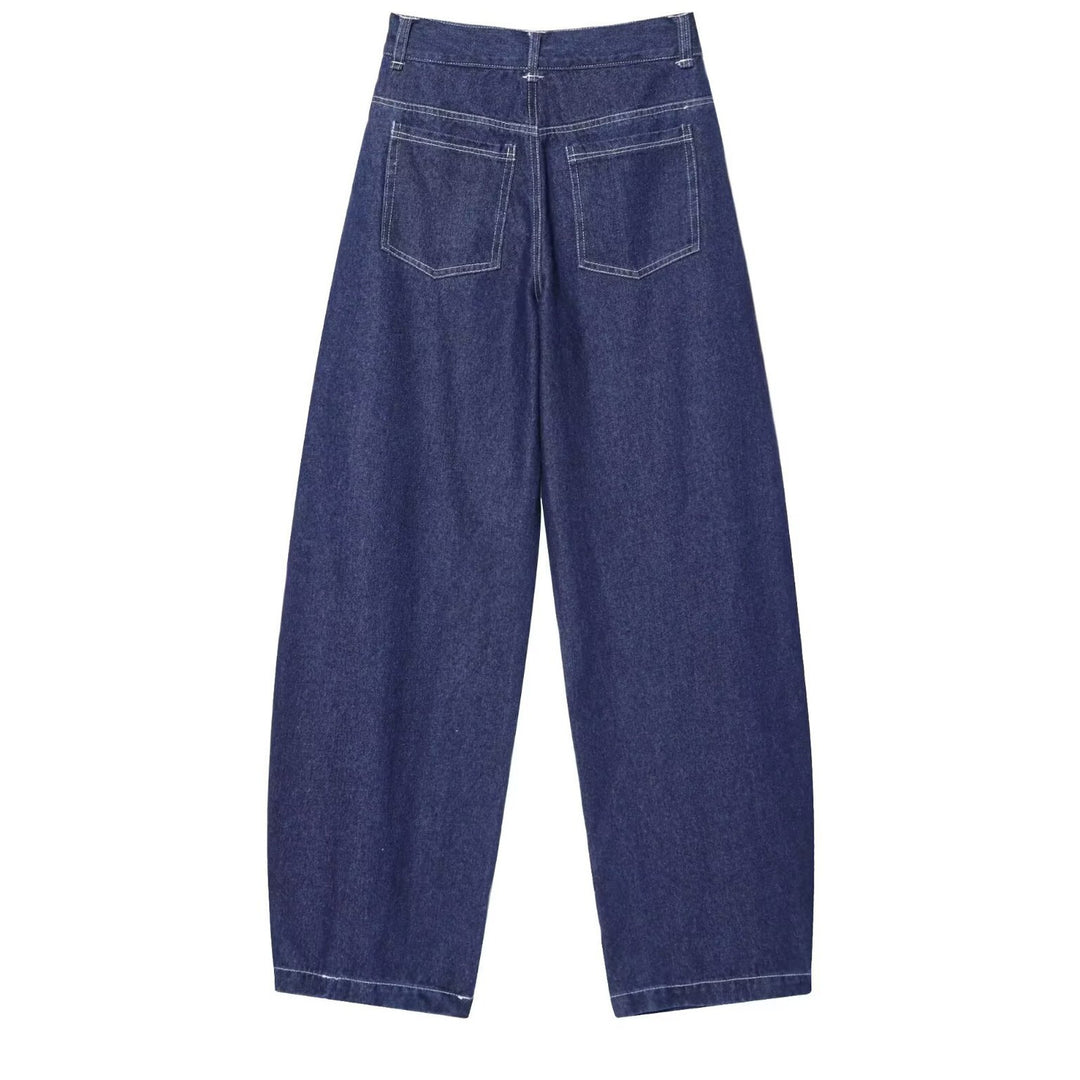 Damen Hochtaillierte Cropped-Jeans mit weitem Bein, Used‑Effekt und klassischen Taschen Nord Taschen