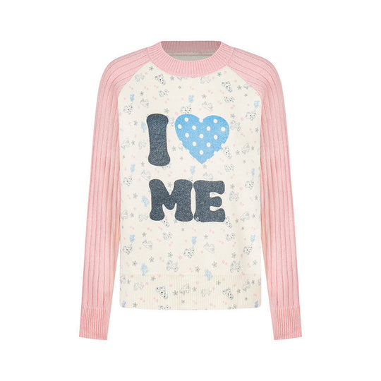 Damen Feinstrick-Pullover mit Applikations-Statement, gerippten Raglanärmeln und Mini-Print Nord Taschen