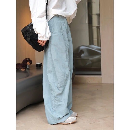 Damen Weites Baumwoll-Sweatshirt mit Ballonärmeln und geripptem Rundhalsausschnitt Nord Taschen