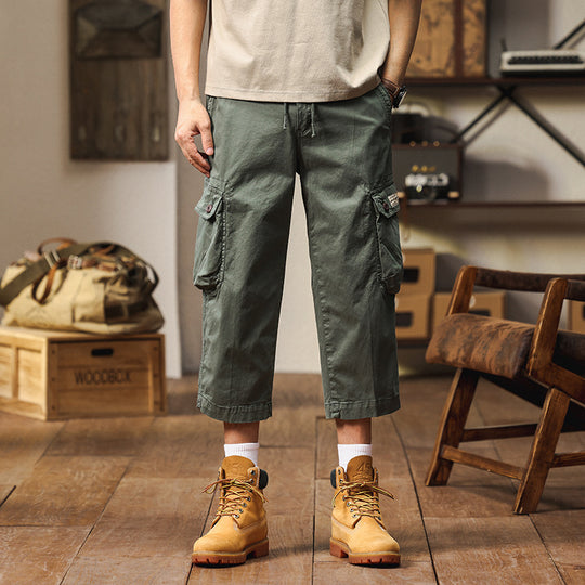 Herren Kurz geschnittene Utility-Cargohose mit Tunnelzugbund, Mehrfach‑Cargotaschen und verkürzter Beinlänge Nord Taschen