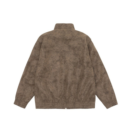 Herren Boxy Utility-Blousonjacke aus Veloursoptik mit Stehkragen und Mehrfachtaschen Nord Taschen