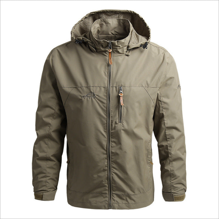 Herren Leichte wasserabweisende Kapuzen‑Windjacke mit Brusttasche und verstellbarem Saum Nord Taschen