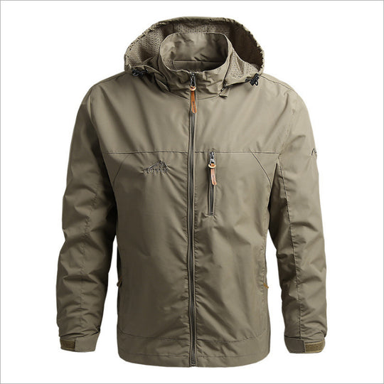 Herren Leichte wasserabweisende Kapuzen‑Windjacke mit Brusttasche und verstellbarem Saum Nord Taschen