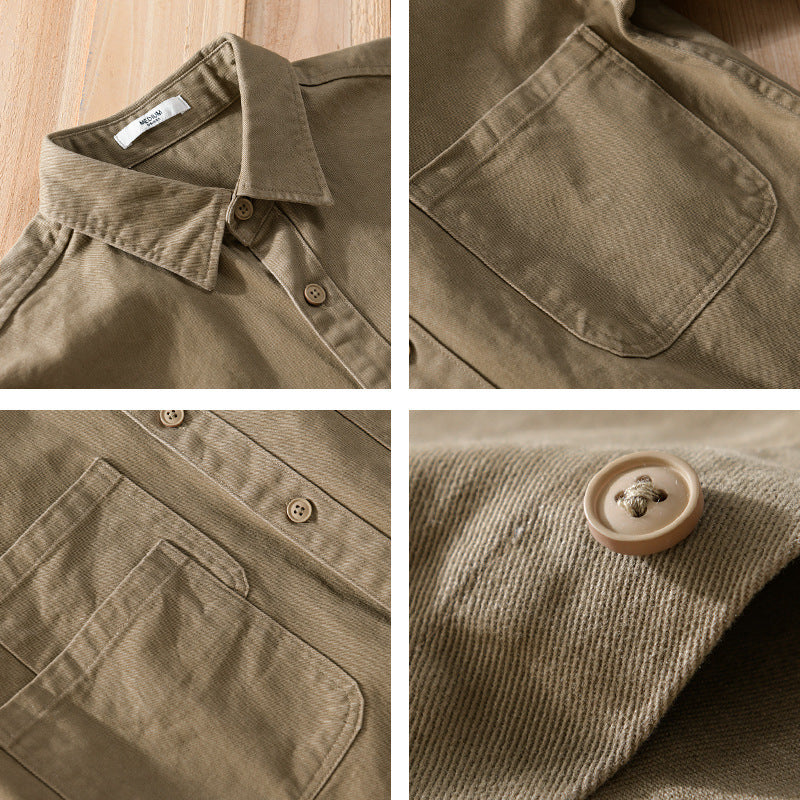Herren Utility-Overshirt aus Baumwoll-Twill mit doppelten Brusttaschen und legerem Schnitt Nord Taschen