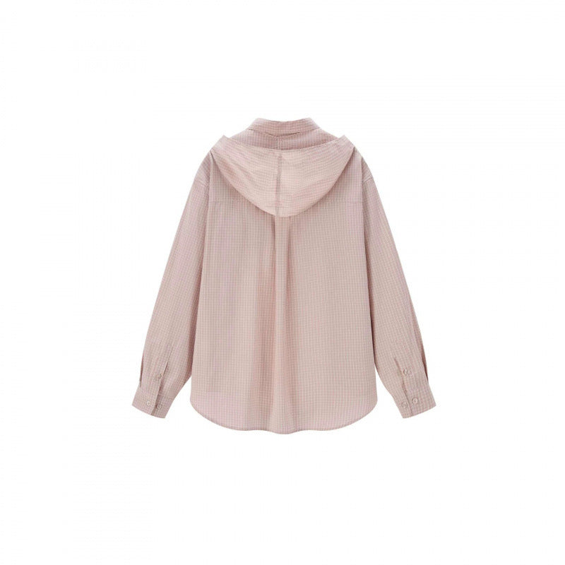 Damen Karo-Hemd mit angenähter Halstuch-Detail und legerer Oversize-Silhouette Nord Taschen