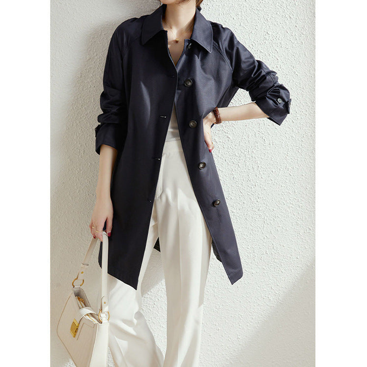 Damen Modische Trenchjacke mit stilvollem Kragen und praktischen Taschen Nord Taschen