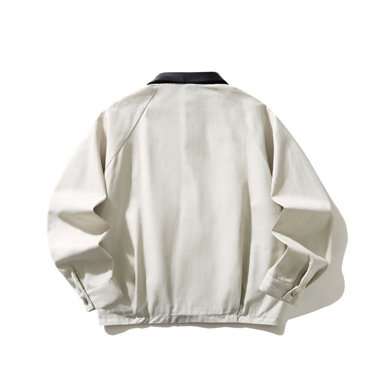 Herren Kurz geschnittener Canvas-Blouson mit Lederimitat-Kragen und elastischem Saum Nord Taschen