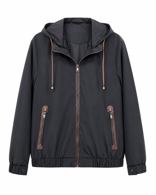 Herren Leichte Softshell‑Hoodiejacke mit wasserabweisender Außenlage, Lederapplikationen und Reißverschlusstaschen Nord Taschen
