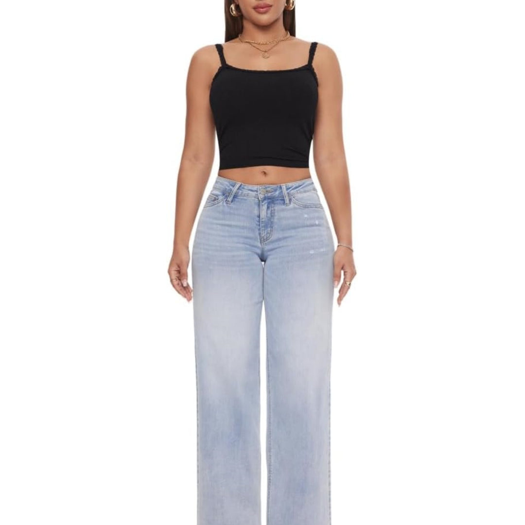 Damen Weite High‑Waist Schlagjeans aus Stretch Denim Nord Taschen