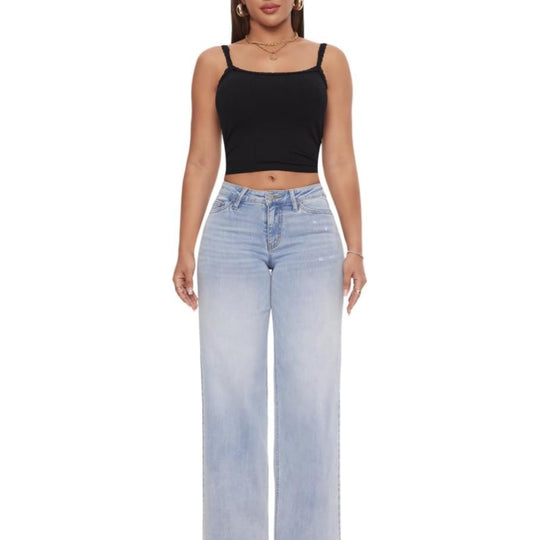Damen Weite High‑Waist Schlagjeans aus Stretch Denim Nord Taschen