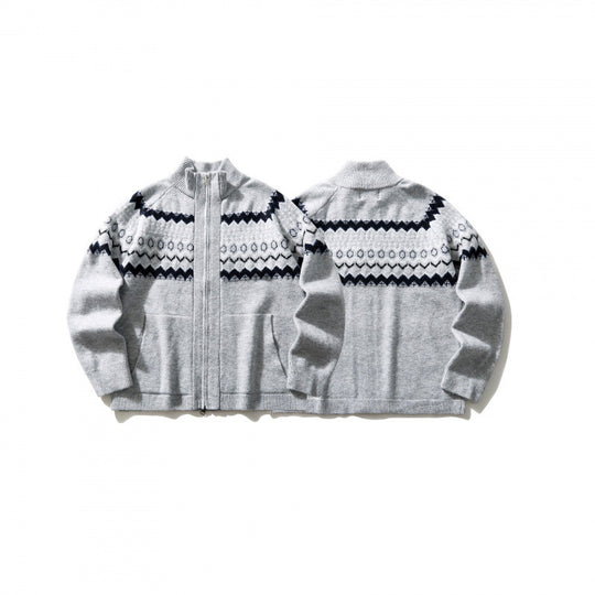 Unisex Norweger-Strickjacke mit durchgehendem Reißverschluss, Stehkragen und Eingrifftaschen Nord Taschen