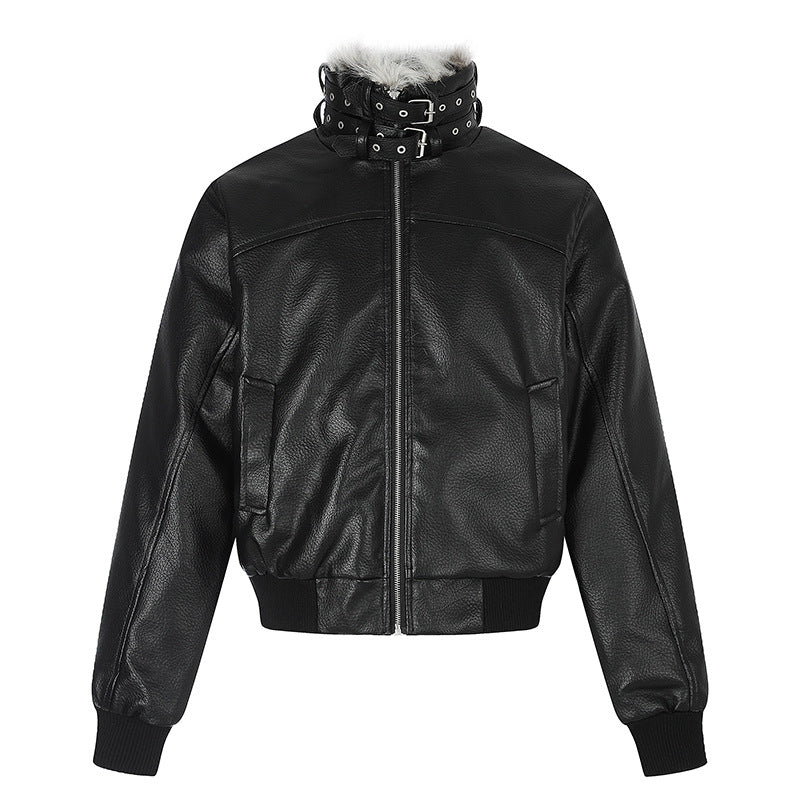 Damen taillierte Kurzjacke mit hohem Nackenriegel, Kunstfellbesatz und Rippbündchen Nord Taschen