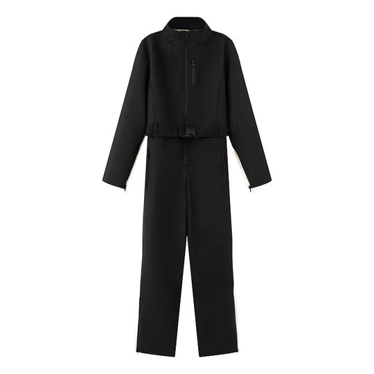 Damen Utility-Overall mit hohem Kragen, funktionalen Reißverschlüssen und Taillengürtel Nord Taschen
