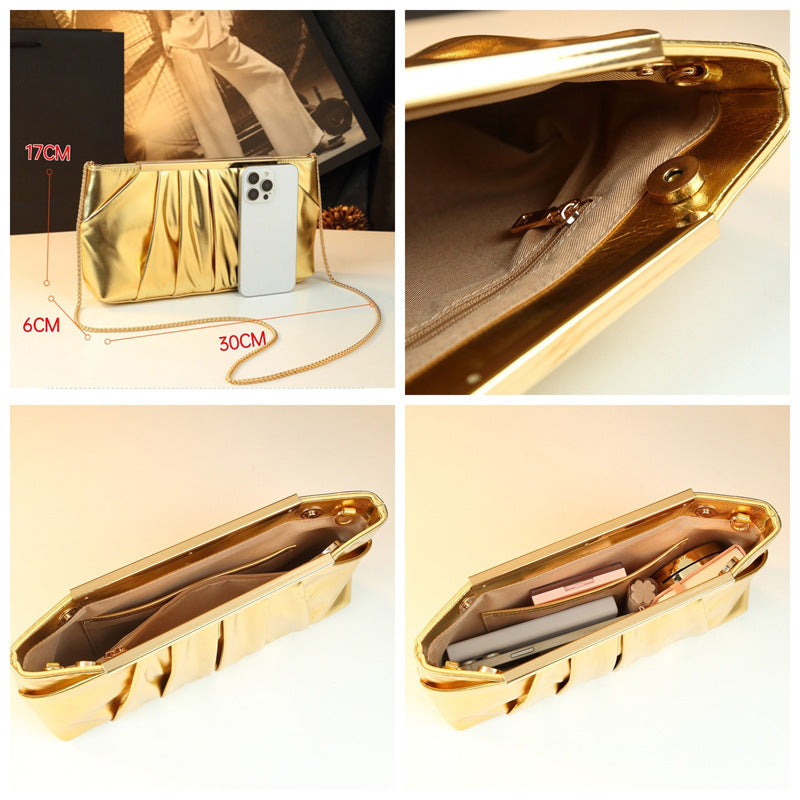 Damen Clutch mit elegantem Faltendesign und funkelnden Details Nord Taschen