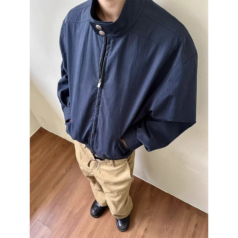 Herren Oversize-Bomberjacke mit Stehkragen und kurzem Reißverschluss Nord Taschen