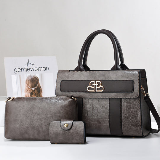 Damen elegante Handtasche im Set mit abnehmbarer Clutch und Portemonnaie Nord Taschen