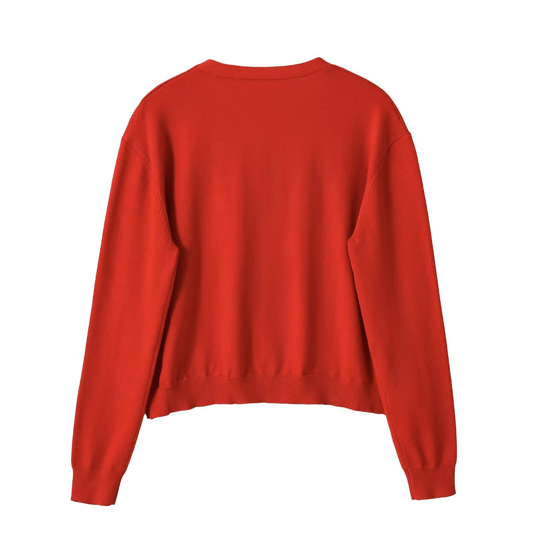 Damen Tief ausgeschnittene Cropped-Cardigan mit durchgehender Knopfleiste Nord Taschen
