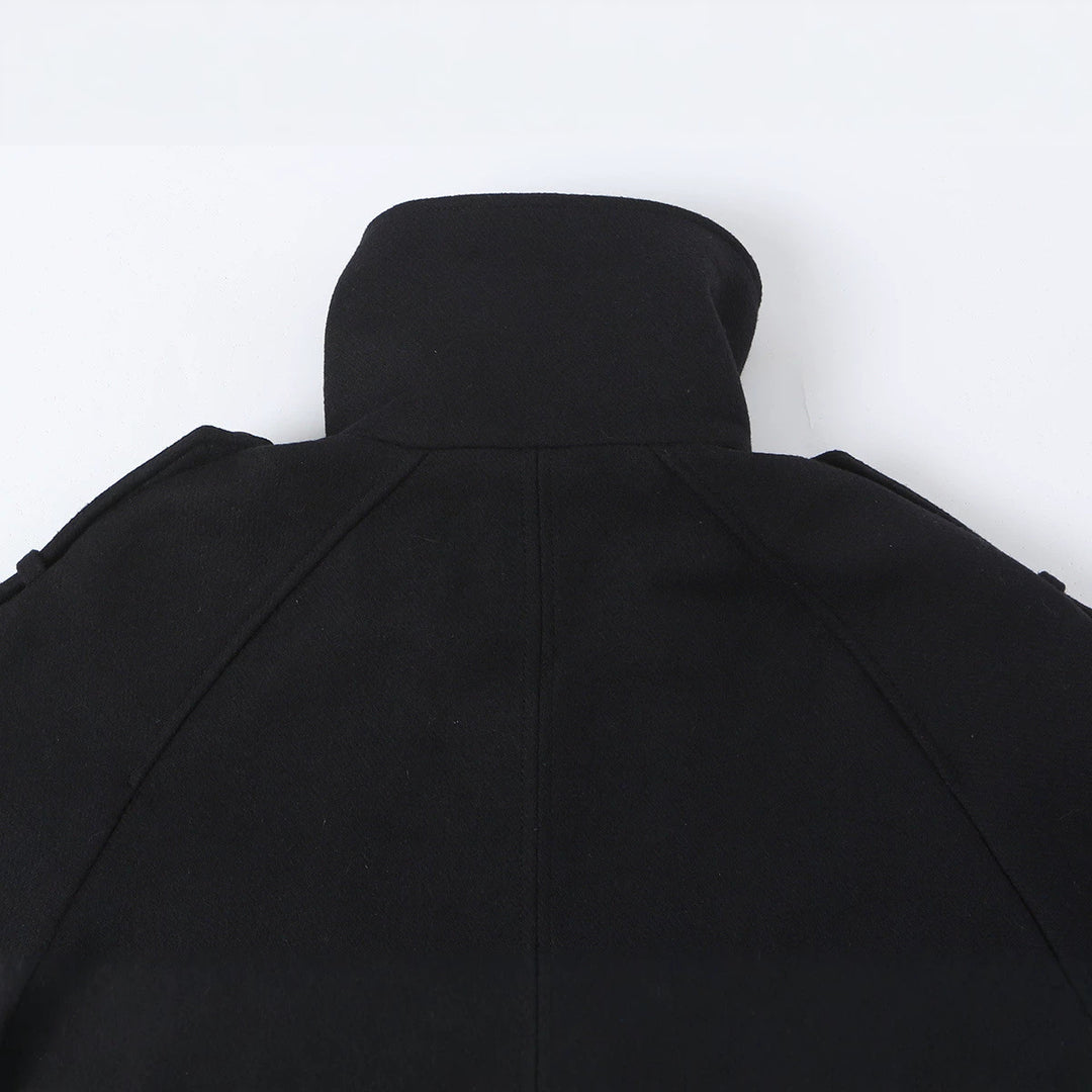 Damen Kurze Doppelreihige Cabanjacke mit hohem Stehkragen und Schulterriegeln Nord Taschen