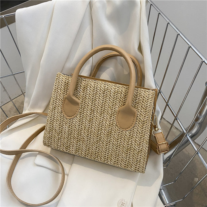 Damen elegante Strohtasche mit Lederakzenten Nord Taschen
