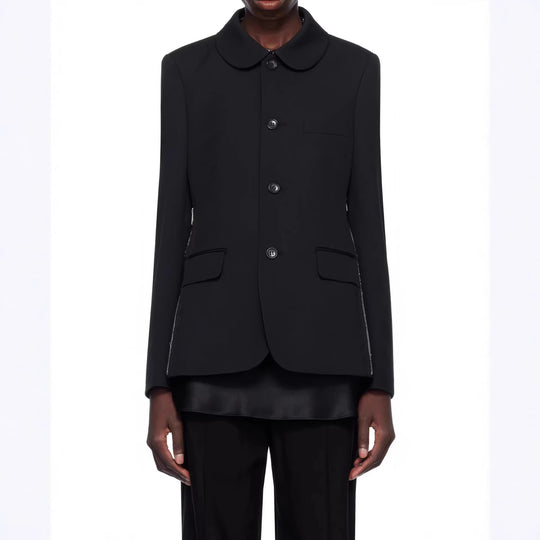 Damen Blazerjacke mit rundem Bubikragen, seitlichen Metallreißverschlüssen und Pattentaschen Nord Taschen