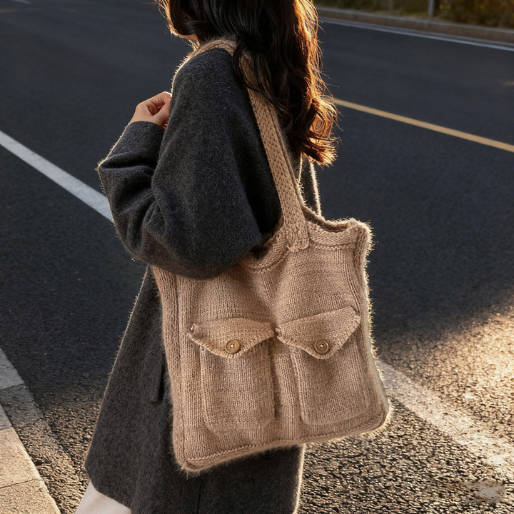 Damen handgefertigte Stricktasche mit zwei Taschen Nord Taschen