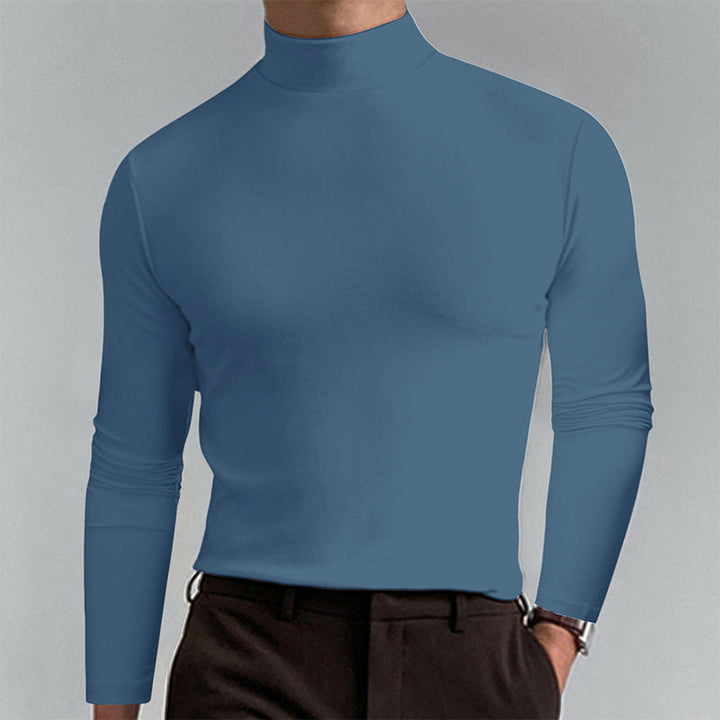 Herren Elegantes Langarm-T-Shirt mit hohem Kragen