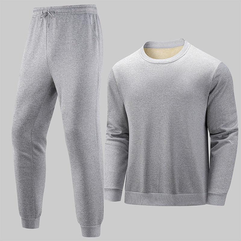 Herren Thermo‑Fleece Lounge‑Set mit Rundhals-Pullover & tapered Jogginghose Nord Taschen