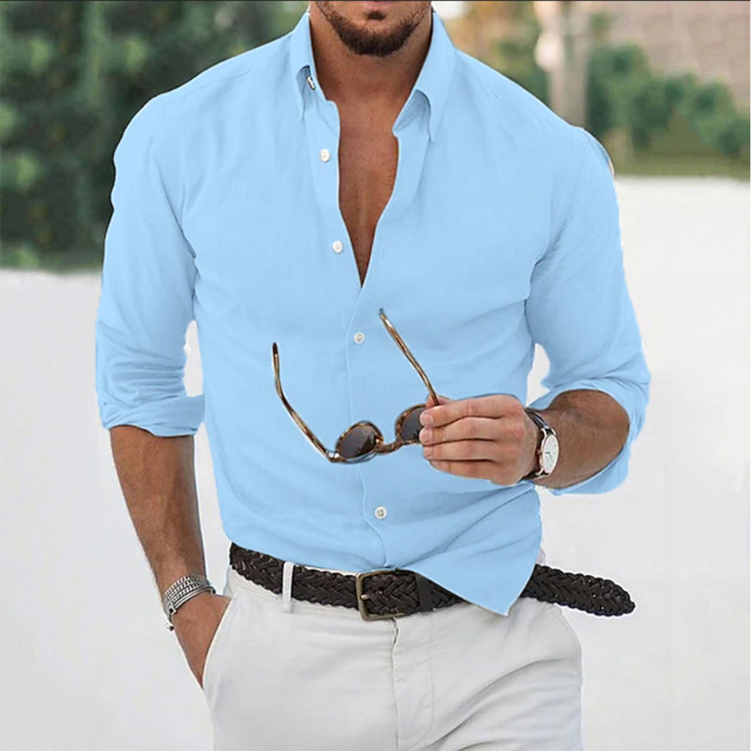 Herren Elegantes Langarmhemd aus hochwertiger Baumwolle