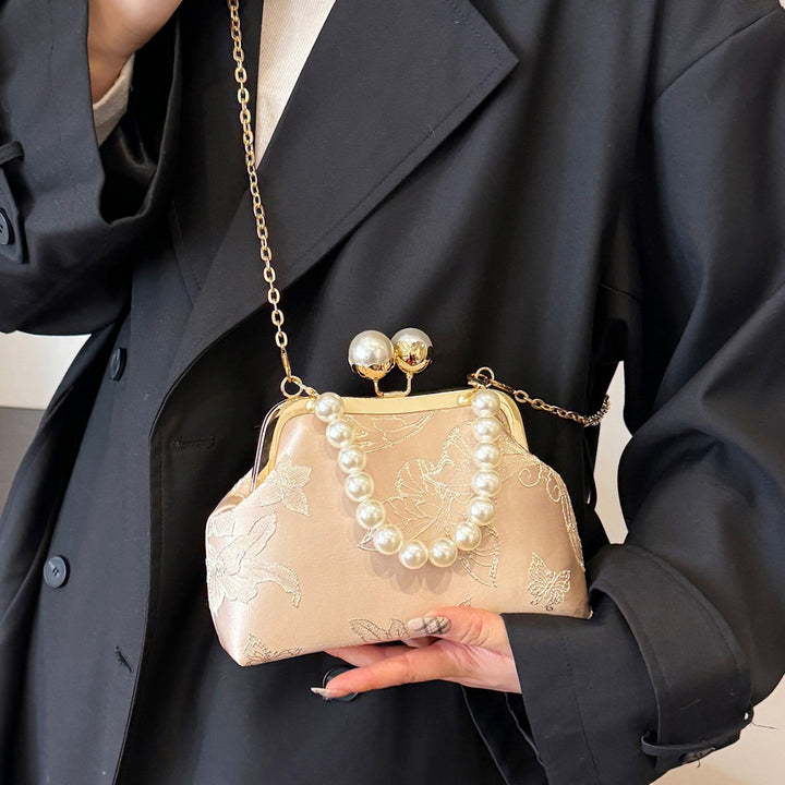 Damen elegante Abendtasche mit Perlenbesatz Nord Taschen