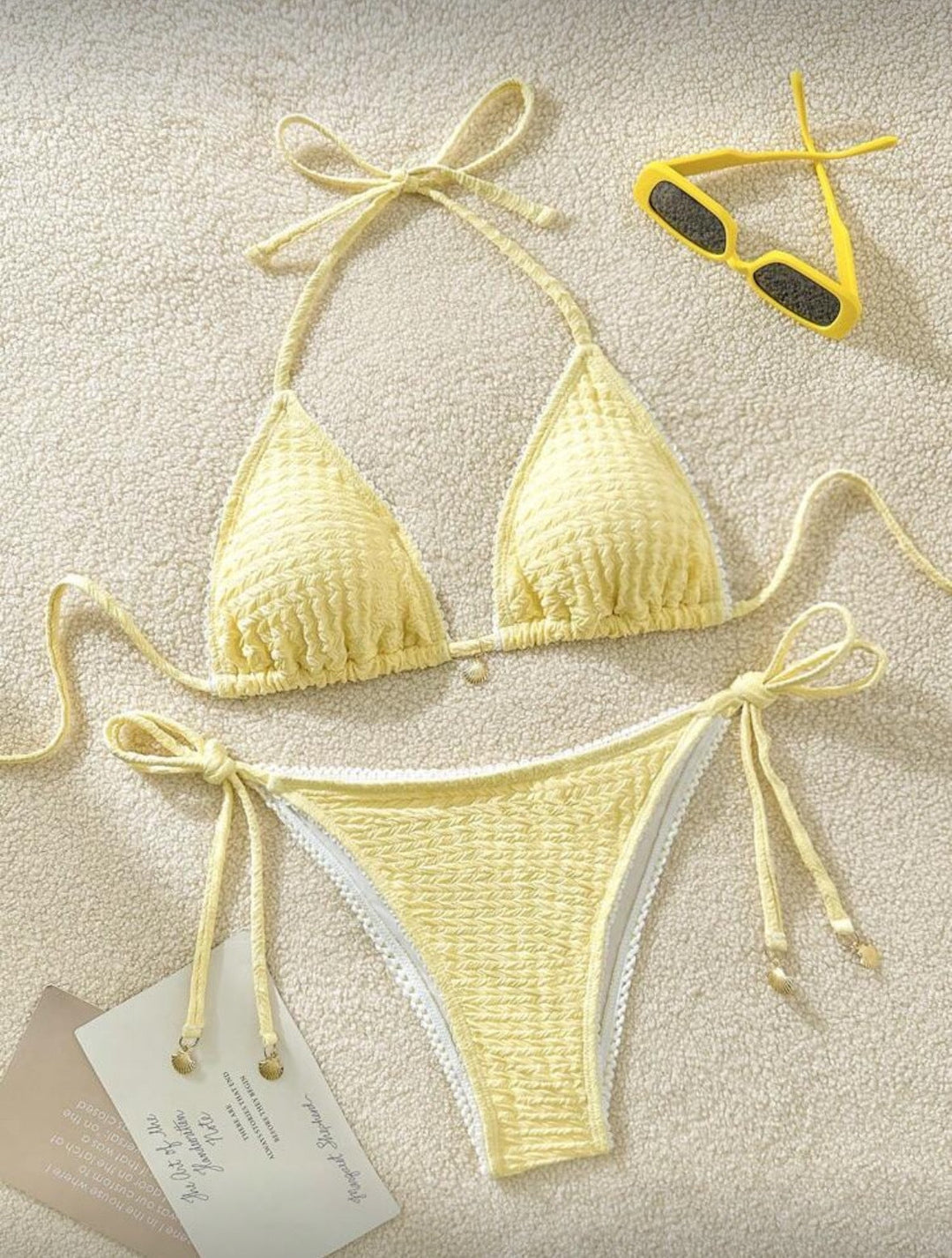 Damen Raffinierter Triangel-Bikini mit elegantem Rüschendesign