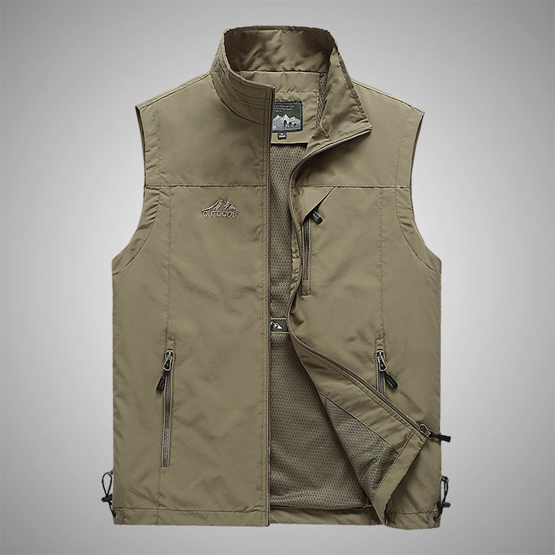 Herren Multifunktionale Utility-Weste mit Stehkragen, Reißverschlusstaschen und atmungsaktivem Meshfutter Nord Taschen