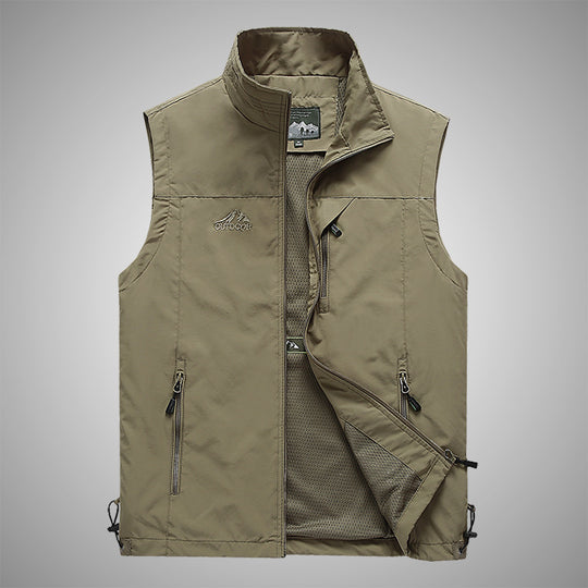 Herren Multifunktionale Utility-Weste mit Stehkragen, Reißverschlusstaschen und atmungsaktivem Meshfutter Nord Taschen