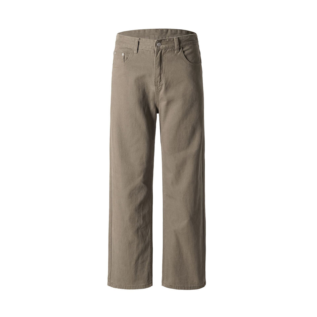 Herren Weite Denimhose mit hoher Taille und geradem Bein entspannter Schnitt Nord Taschen