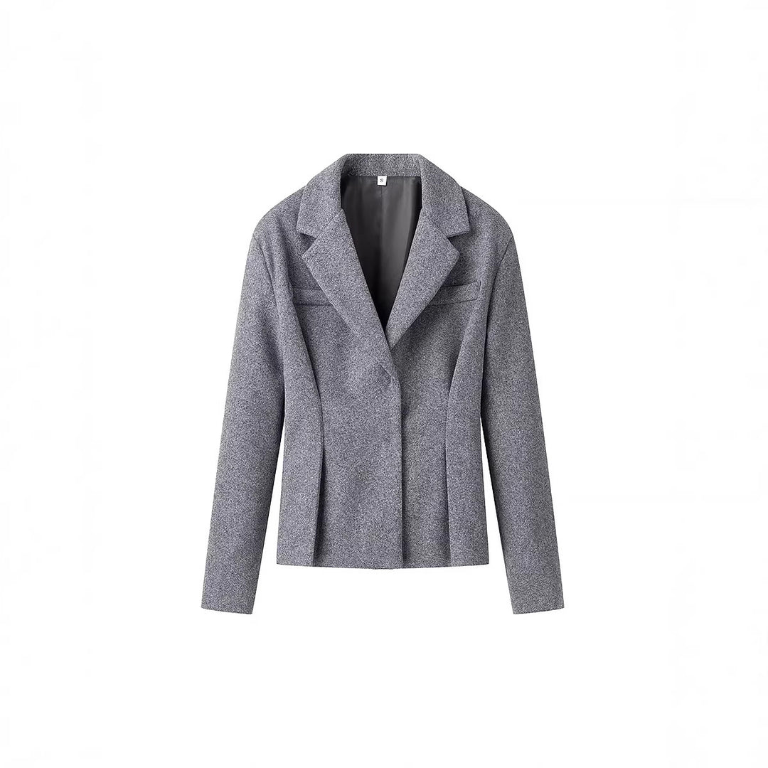 Damen Elegantes Wollmix-Kostüm mit tailliertem Kurzblazer und ausgestelltem Midirock Nord Taschen