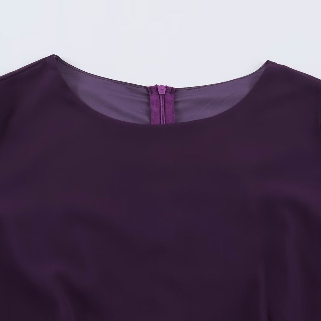 Damen Stufenvolant-Maxikleid mit Raffung in der Taille und Puffärmeln Nord Taschen