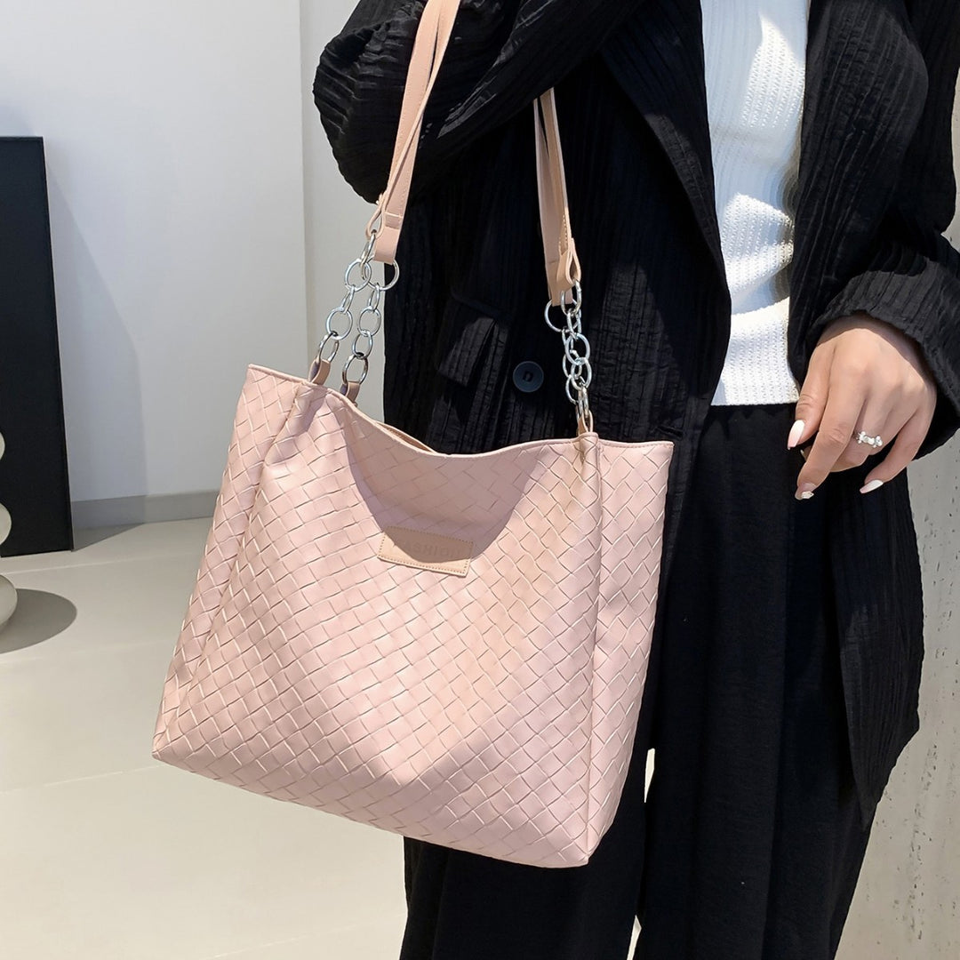 Damen modische Umhängetasche mit geflochtenem Design und eleganten Kettenakzenten Nord Taschen