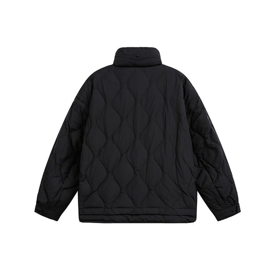 Damen Oversize gesteppte Jacke mit Stehkragen, Wellensteppung und Tunnelzug Nord Taschen