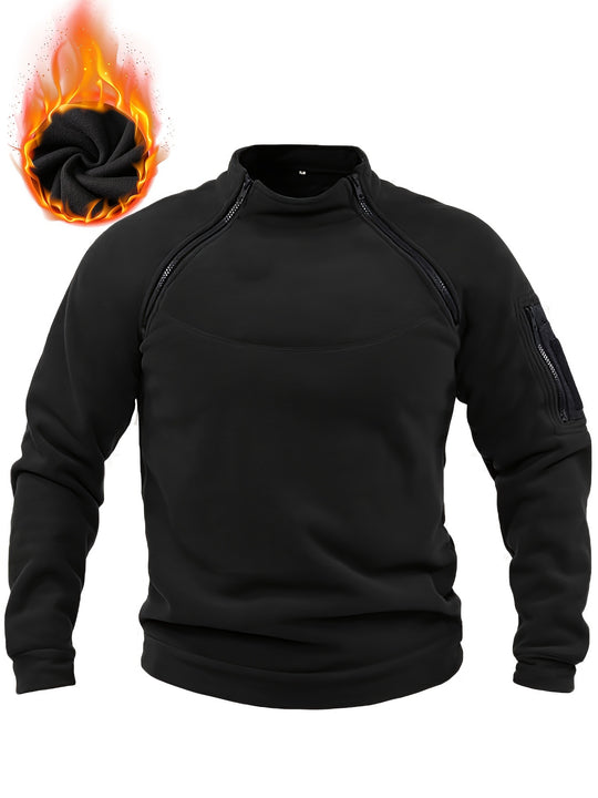 Herren Thermo-Fleecepullover mit Schulterreißverschlüssen, Stehkragen & Ärmel‑Utilitytasche Nord Taschen