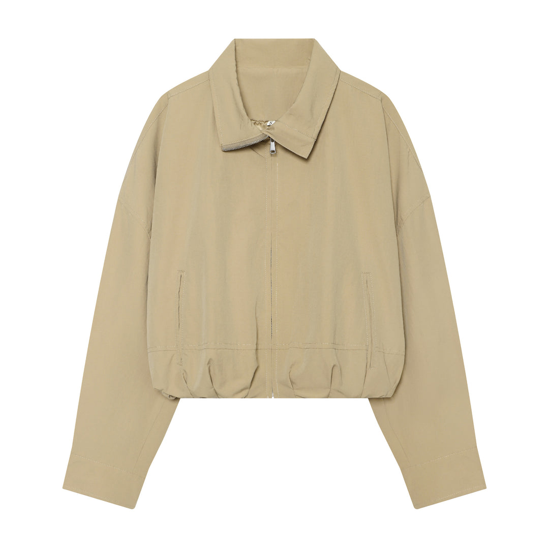 Damen utilitaristische Kurzjacke mit Reißverschluss und Hemdkragen Nord Taschen
