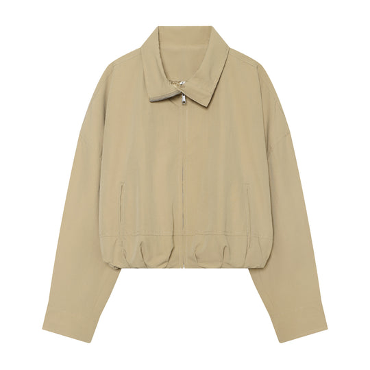 Damen utilitaristische Kurzjacke mit Reißverschluss und Hemdkragen Nord Taschen