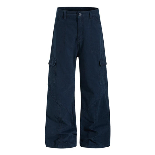 Damen Weite Cargo-Hose aus Baumwoll-Mix mit hohem Bund und Multifunktionstaschen Nord Taschen