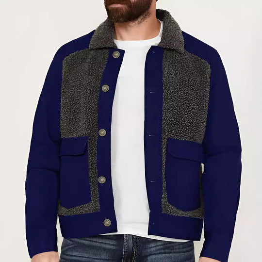 Herren Overshirt-Jacke mit Teddyfutter, aufgesetzten Pattentaschen und Knopfleiste Nord Taschen
