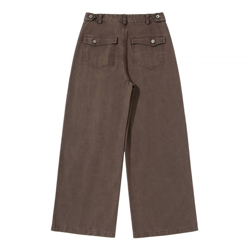Damen Weite Bundfalten-Hose mit hoher Taille und weitem Bein Nord Taschen