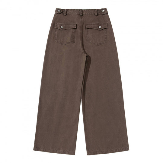Damen Weite Bundfalten-Hose mit hoher Taille und weitem Bein Nord Taschen