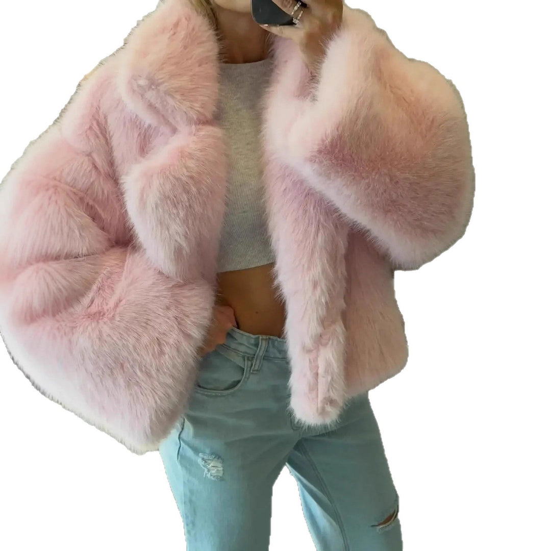 Damen Cropped Kunstpelz-Bomber mit voluminösem Hochflor Nord Taschen
