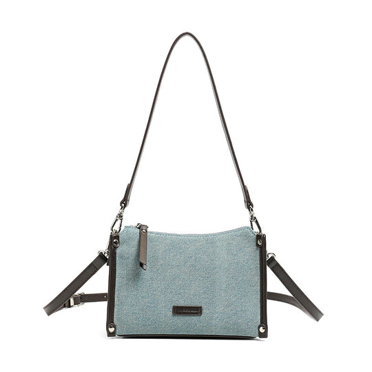 Damen Umhängetasche aus strapazierfähigem Denim mit hochwertigem Kunstledereinzug Nord Taschen